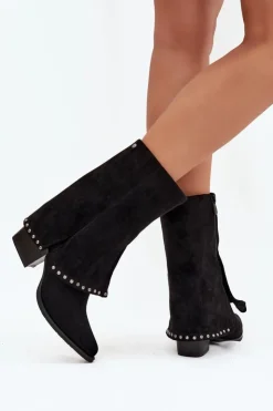 Online Buty damskie Vinceza Kozaki Damskie Ocieplane Z Wywiniętą Cholewką Vinceza 16516 Czarne Czarny