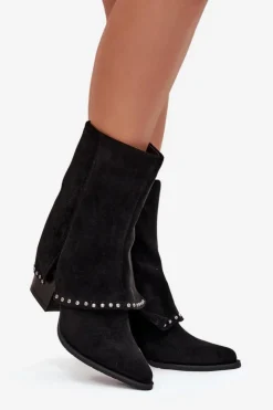 Online Buty damskie Vinceza Kozaki Damskie Ocieplane Z Wywiniętą Cholewką Vinceza 16516 Czarne Czarny