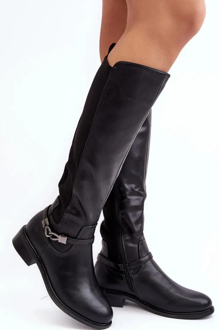 Damskie Damskie buty S.Barski Kozaki Damskie Ocieplane Przed Kolano S.Barski HY07-329 Czarne