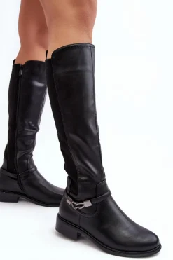 Damskie Damskie buty S.Barski Kozaki Damskie Ocieplane Przed Kolano S.Barski HY07-329 Czarne