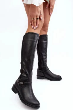 Damskie Damskie buty S.Barski Kozaki Damskie Ocieplane Przed Kolano S.Barski HY07-329 Czarne