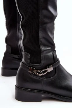 Damskie Damskie buty S.Barski Kozaki Damskie Ocieplane Przed Kolano S.Barski HY07-329 Czarne