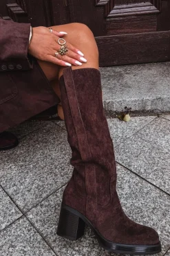 Boto Kozaki Ocieplane|Kozaki Na Słupku*Kozaki Damskie Ocieplane Na Masywnym Słupku Czekoladowe Sanelle Brązowy