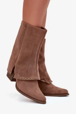 Damskie Buty damskie Vinceza Kozaki Damskie Ocieplane Z Wywiniętą Cholewką Vinceza 16516 Beżowe