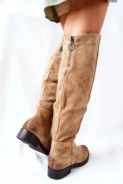 Buty damskie Vinceza Kozaki Wiosenne|Kozaki Na Obcasie*Kozaki Damskie Płaskie Zamszowe Beżowe Ardmore