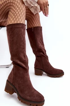 Boto Kozaki Przed Kolano|Kozaki Na Obcasie*Kozaki Damskie Przed Kolano Na Niskim Obcasie Ciemnobrązowe Beveta
