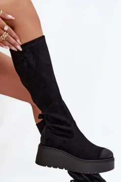 Buty damskie Vinceza Kozaki Ocieplane|Kozaki Na Koturnie*Kozaki Damskie Przed Kolano Na Platformie I Koturnie Vinceza 58342 Czarne Czarny