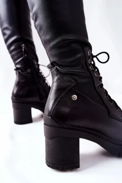 Clearance Maciejka Kozaki Damskie Wiązane Czarne 04782-01