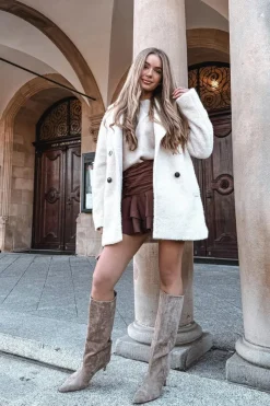 Boto Kozaki Ocieplane|Kozaki Na Szpilce*Kozaki Damskie Wsuwane Ocieplane Na Szpilce Beżowe Olivienne Beżowy