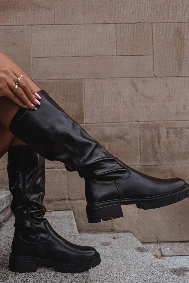 Damskie Boto Kozaki Damskie Z Eko Skóry Czarne Oceana