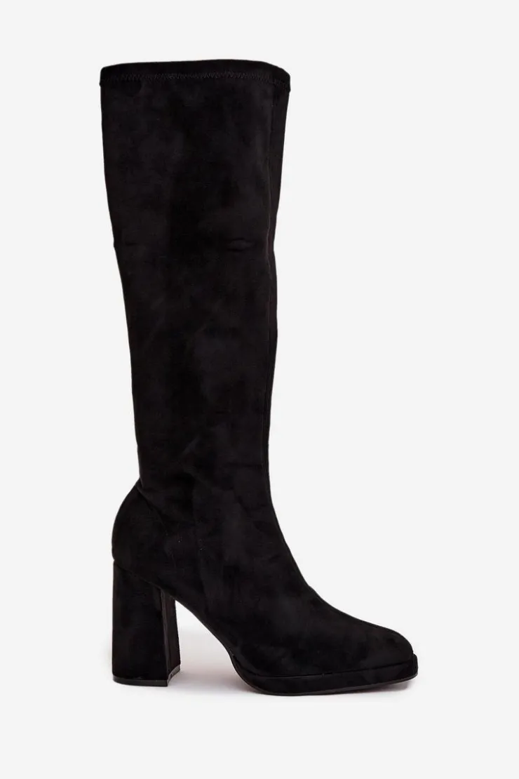 Boto Kozaki Ocieplane|Kozaki Na Słupku*Kozaki Damskie Z Przeszyciami Na Słupkowym Obcasie Czarne Brivana