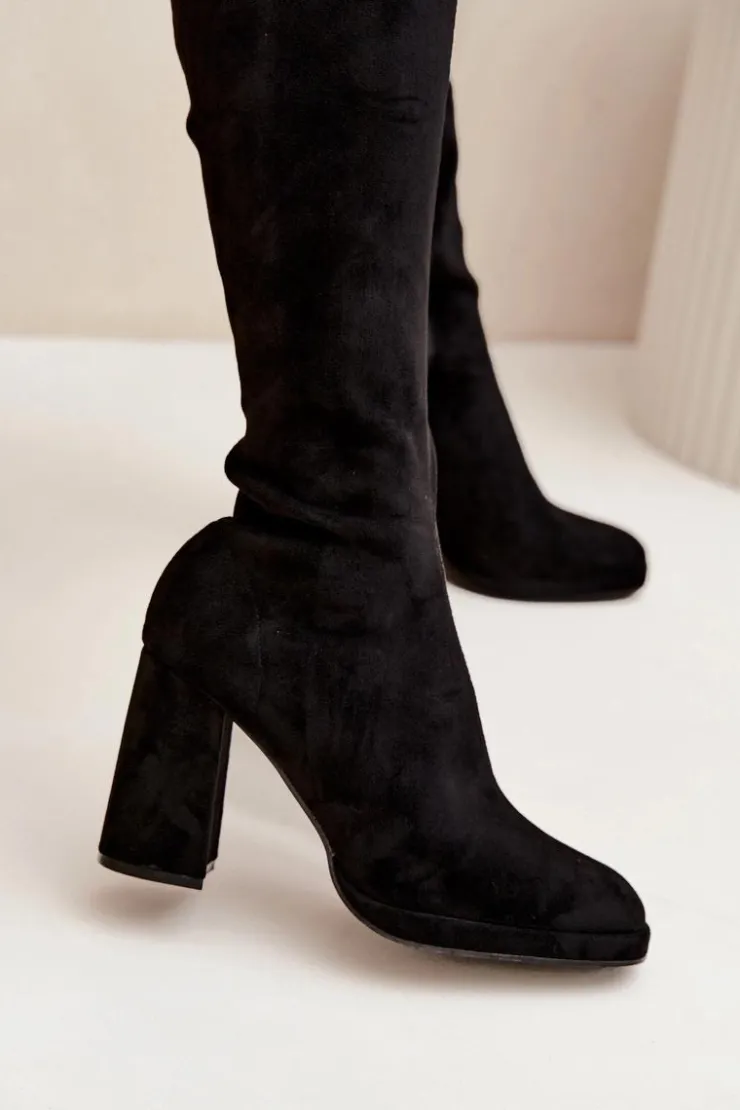 Boto Kozaki Ocieplane|Kozaki Na Słupku*Kozaki Damskie Z Przeszyciami Na Słupkowym Obcasie Czarne Brivana