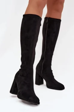 Boto Kozaki Ocieplane|Kozaki Na Słupku*Kozaki Damskie Z Przeszyciami Na Słupkowym Obcasie Czarne Brivana