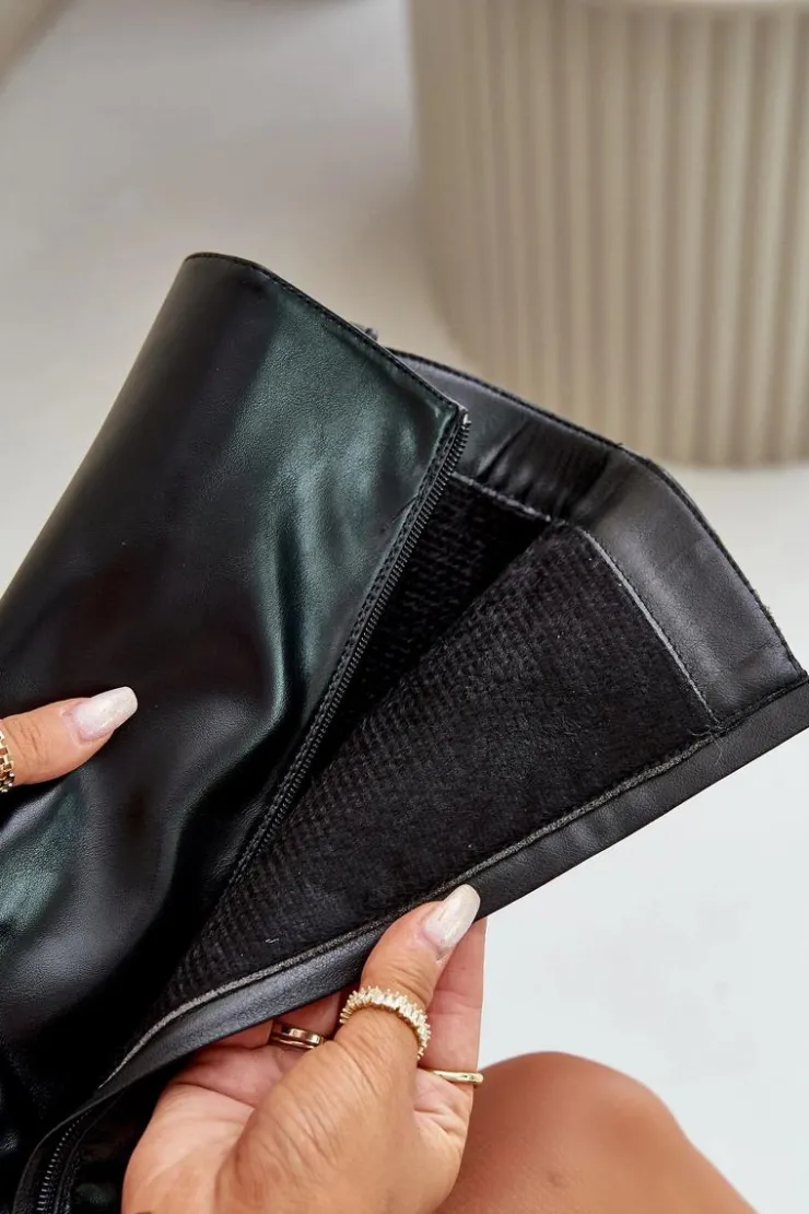 Boto Kozaki Przed Kolano|Kozaki Na Obcasie*Kozaki Damskie Z Wywiniętą Cholewką Na Słupku Czarne Kaielia