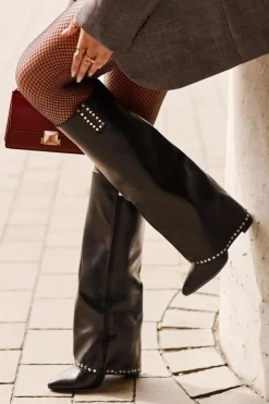 Boto Kozaki Przed Kolano|Kozaki Na Obcasie*Kozaki Damskie Z Wywiniętą Cholewką Na Słupku Czarne Kaielia