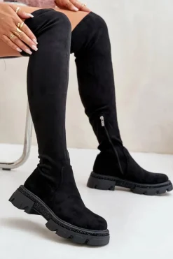 Boto Muszkieterki|Kozaki Za Kolano*Kozaki Damskie Za Kolano Eko Zamszowe Czarne Irithalla