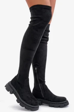 Boto Muszkieterki|Kozaki Za Kolano*Kozaki Damskie Za Kolano Eko Zamszowe Czarne Irithalla