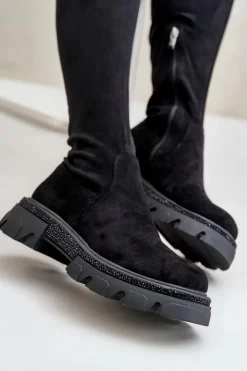 Boto Muszkieterki|Kozaki Za Kolano*Kozaki Damskie Za Kolano Eko Zamszowe Czarne Irithalla