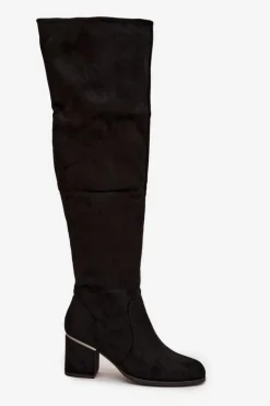 Boto Muszkieterki|Kozaki Za Kolano*Kozaki Damskie Za Kolano Na Słupku Z Eko Zamszu Czarne Zaretta