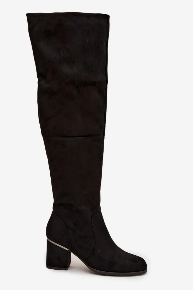 Boto Muszkieterki|Kozaki Za Kolano*Kozaki Damskie Za Kolano Na Słupku Z Eko Zamszu Czarne Zaretta