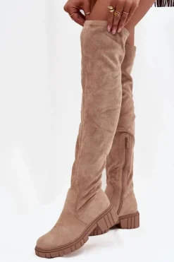 Clearance Damskie buty S.Barski Kozaki Damskie Za Kolano S.Barski HY42-122 Beżowe