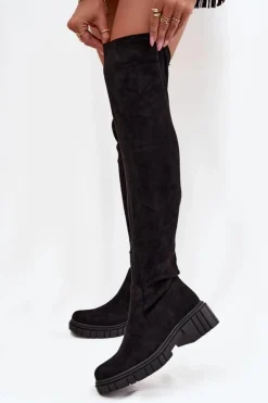 Damskie buty S.Barski Kozaki Ocieplane|Muszkieterki*Kozaki Damskie Za Kolano S.Barski HY42-122 Czarne Czarny