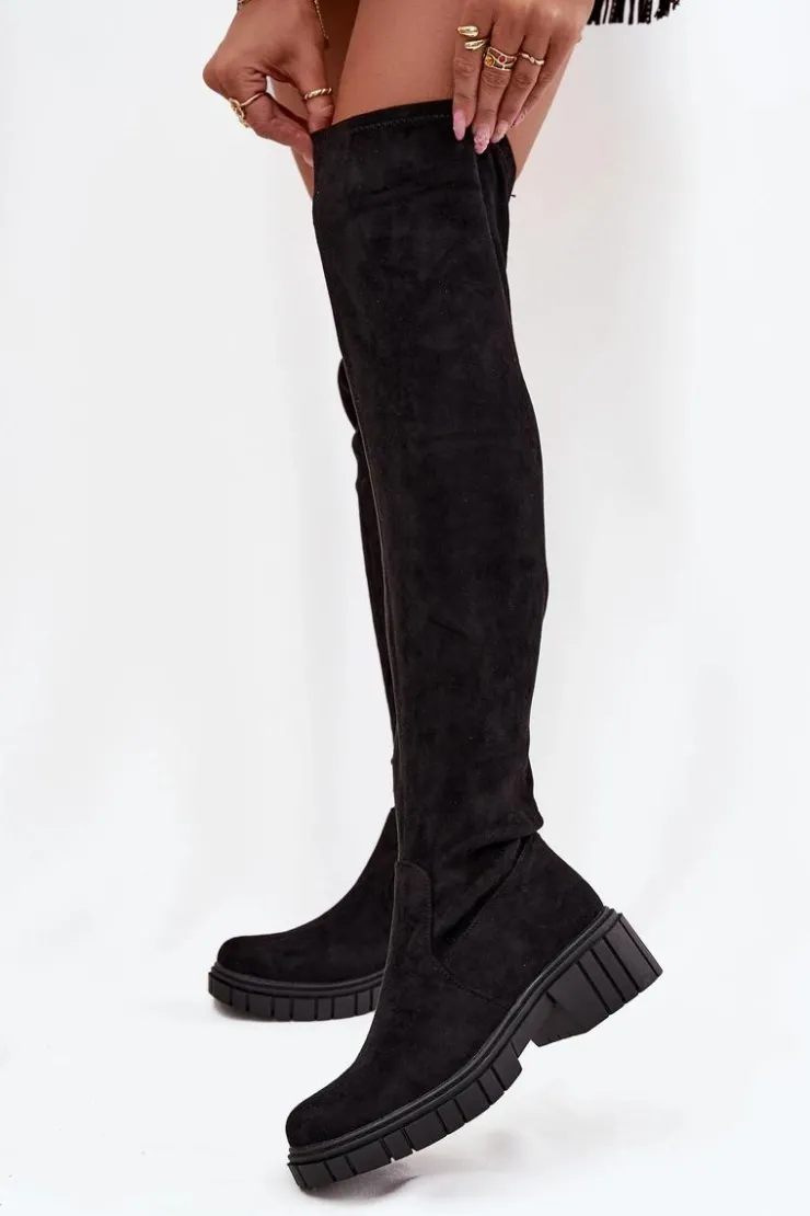 Damskie buty S.Barski Kozaki Ocieplane|Muszkieterki*Kozaki Damskie Za Kolano S.Barski HY42-122 Czarne Czarny