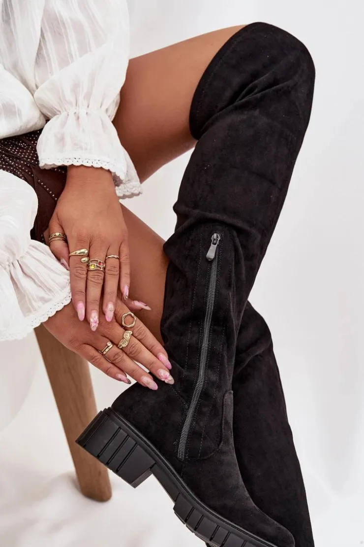 Damskie buty S.Barski Kozaki Ocieplane|Muszkieterki*Kozaki Damskie Za Kolano S.Barski HY42-122 Czarne Czarny