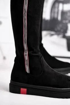 Boto Kozaki Płaskie|Kozaki Zamszowe*Kozaki Damskie Zamszowe Czarne Melbro