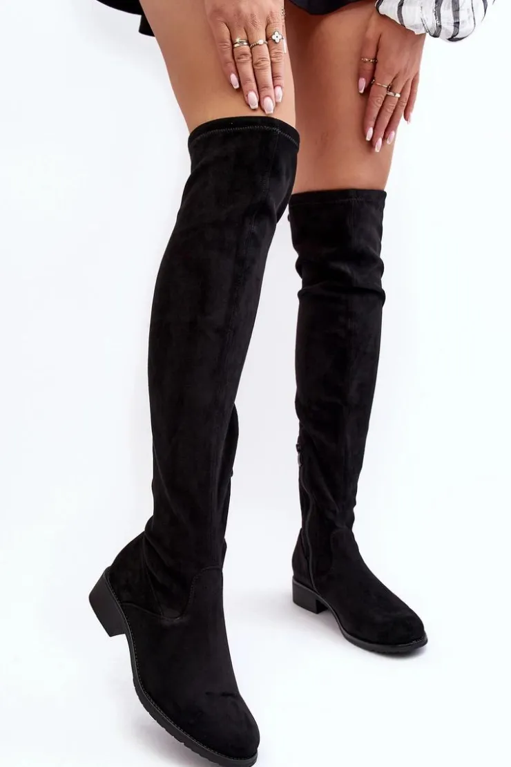 Boto Muszkieterki|Kozaki Za Kolano*Kozaki Damskie Zamszowe Za Kolano Czarne Enelyn