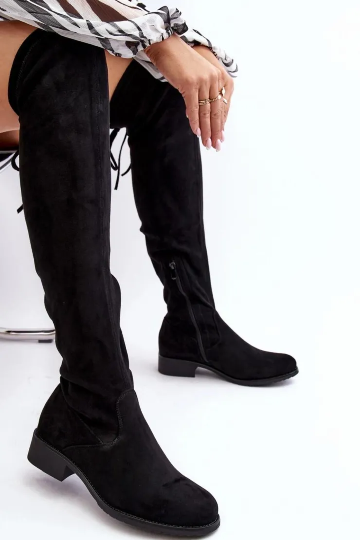 Boto Muszkieterki|Kozaki Za Kolano*Kozaki Damskie Zamszowe Za Kolano Czarne Enelyn