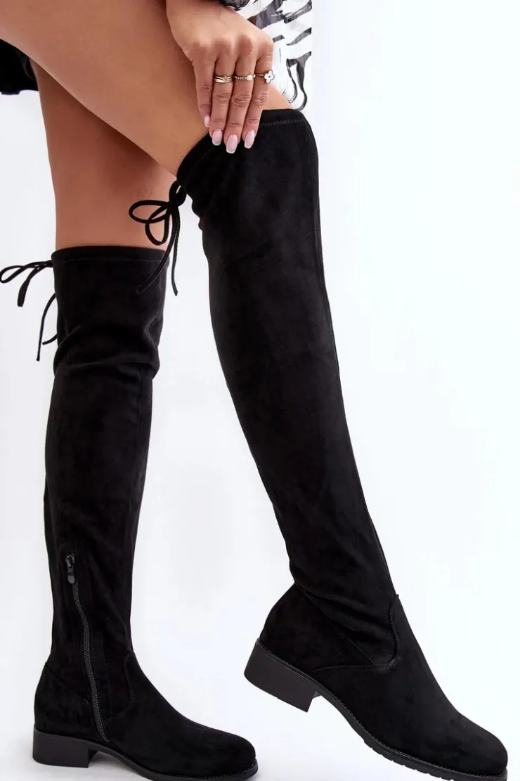 Boto Muszkieterki|Kozaki Za Kolano*Kozaki Damskie Zamszowe Za Kolano Czarne Enelyn