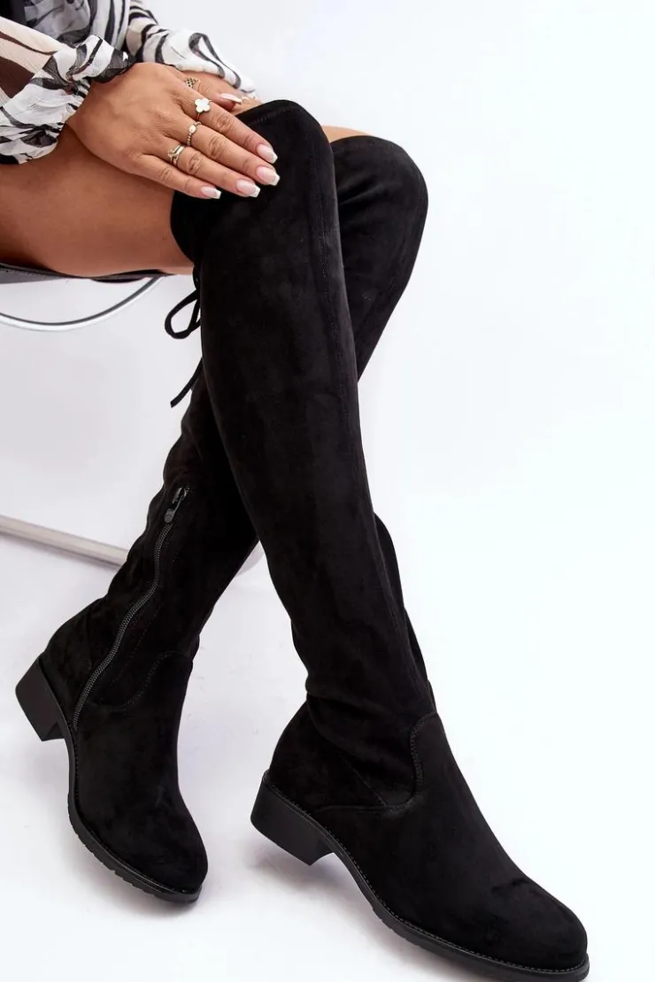 Boto Muszkieterki|Kozaki Za Kolano*Kozaki Damskie Zamszowe Za Kolano Czarne Enelyn