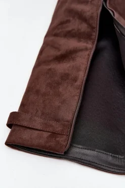 Damskie Boto Kozaki Eko Zamszowe Obcas Słupek Na Zamek Ocieplane Wywinięta Cholewka Czekoladowe Evyra