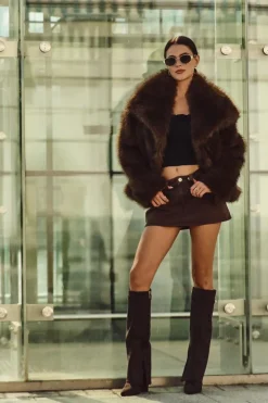 Damskie Boto Kozaki Eko Zamszowe Obcas Słupek Na Zamek Ocieplane Wywinięta Cholewka Czekoladowe Evyra