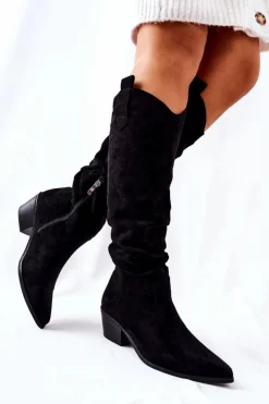 Boto Kozaki Kowbojki Czarne Trisalor