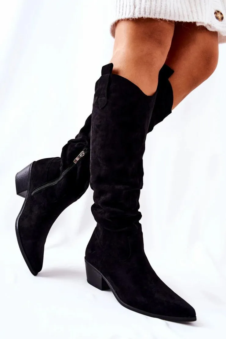 Boto Kozaki Kowbojki Czarne Trisalor