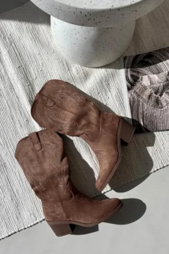 Damskie Buty damskie Vinceza Kozaki Kowbojki Damskie Na Obcasie Ocieplane Vinceza 16508 Ciemnobeżowe