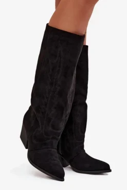 Damskie Boto Kozaki Kowbojki Damskie Na Zamek Czarne Isalina