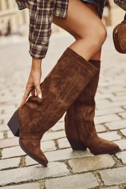 Boto Kozaki Ocieplane|Kozaki Na Słupku*Kozaki Kowbojki Damskie Na Zamek Brązowe Isalina