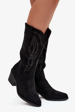 Buty damskie Vinceza Kozaki Na Obcasie|Kozaki Zamszowe*Kozaki Kowbojki Damskie Na Obcasie Ocieplane Vinceza 16508 Czarne Czarny