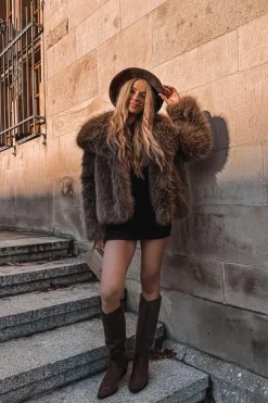 Damskie Boto Kozaki Kowbojki Damskie Na Obcasie Z Eko Zamszu Brązowe Esmira