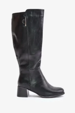 Boto Kozaki Ocieplane|Kozaki Przed Kolano*Kozaki Na Obcasie Z Eko Skóry Przed Kolano Czarne Izanae Czarny