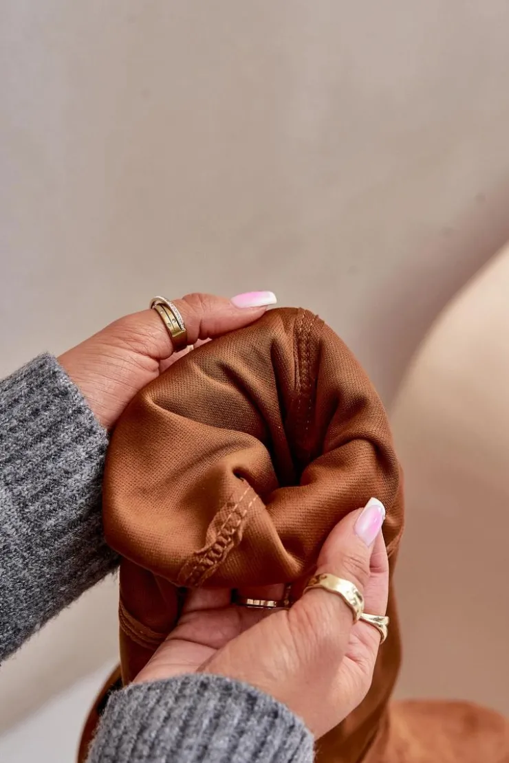 Boto Muszkieterki|Kozaki Za Kolano*Kozaki Na Płaskim Obcasie Za Kolano Z Eko Zamszu Camel Linnithia Brązowy