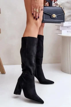 Boto Kozaki Na Słupku|Kozaki Przed Kolano*Kozaki Na Słupku Przed Kolano Czarne Lannetea