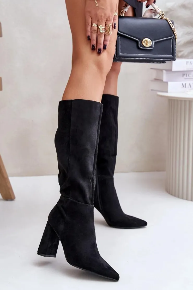 Boto Kozaki Na Słupku|Kozaki Przed Kolano*Kozaki Na Słupku Przed Kolano Czarne Lannetea