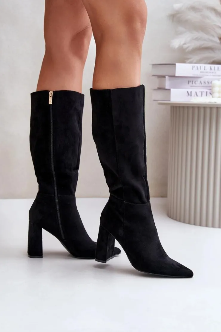 Boto Kozaki Na Słupku|Kozaki Przed Kolano*Kozaki Na Słupku Przed Kolano Czarne Lannetea