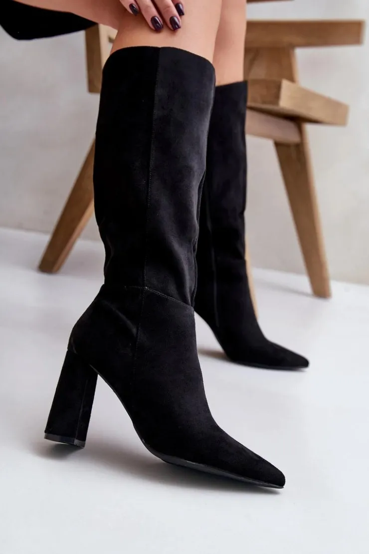 Boto Kozaki Na Słupku|Kozaki Przed Kolano*Kozaki Na Słupku Przed Kolano Czarne Lannetea