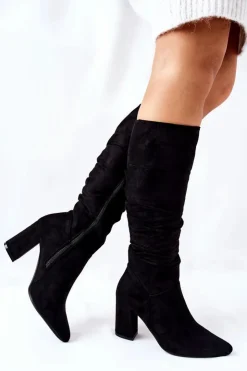 Buty damskie Vinceza Kozaki Na Słupku Zamszowe Czarne Dorelle