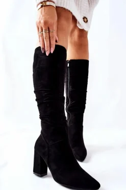 Buty damskie Vinceza Kozaki Na Słupku Zamszowe Czarne Dorelle